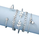 Conjunto 5 Pulseiras com Folhas e Strass